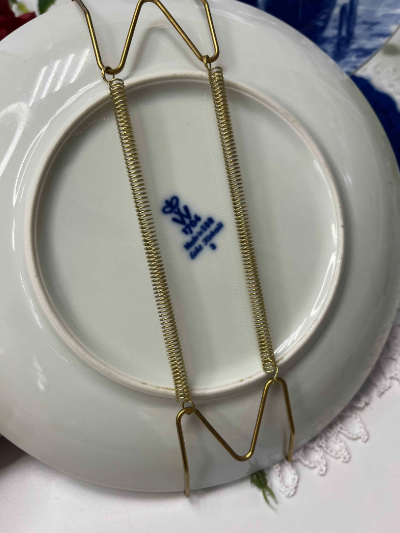 Настенная декоративная тарелка "Водная тематика" Wallendorf Германия. Фарфор, деколь. Подвес. Винтаж. Картинка 5